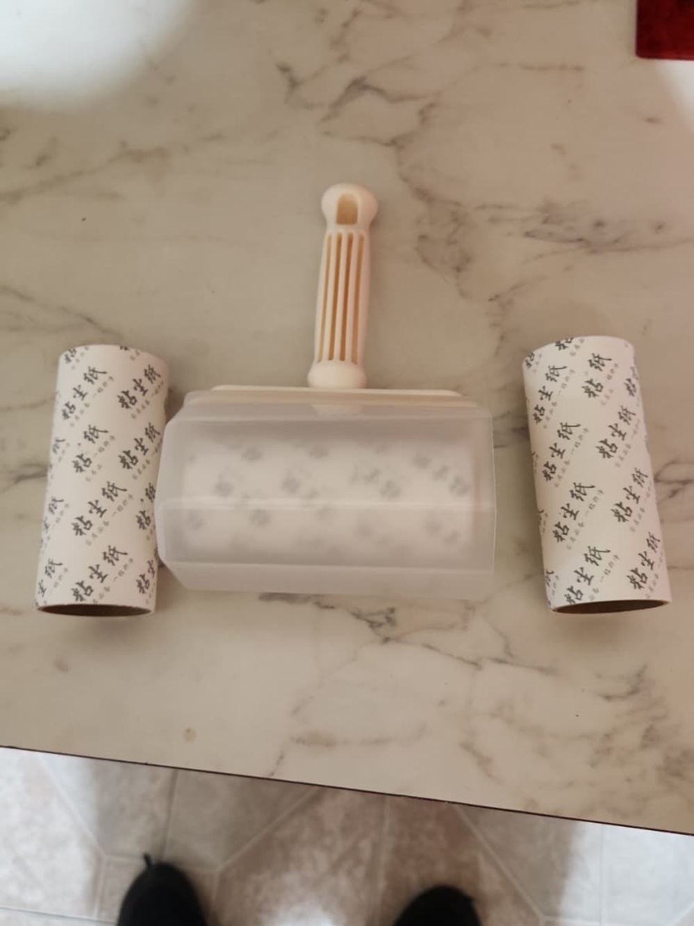 White Plastic Embossing Rolling Pin, Patterned Asian Calligraphy, 10 in